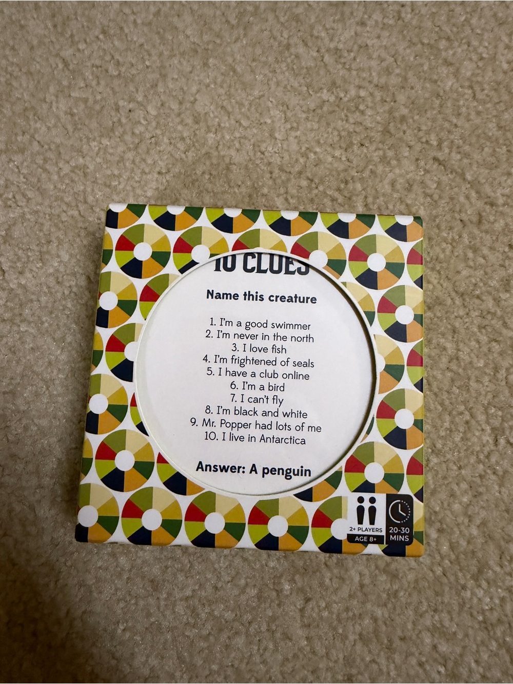 Trivia Card Game Box - Multicolor Pattern